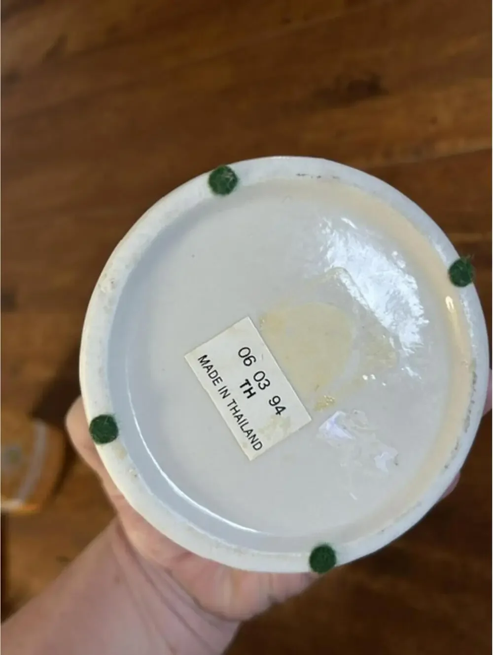 Vintage White Ceramic Decorative Covered Jar with Gold Trim